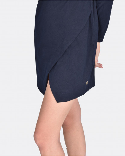 VESTIDO ANCHO M/L PUNTO ROMA MARINO