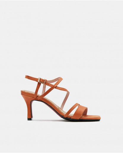 SANDALIA TIRAS NAPA NARANJA
