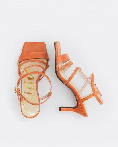 SANDALIA TIRAS NAPA NARANJA