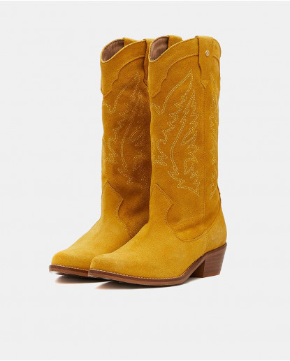 BOTA COWBOY TACON BAJO SERRAJE MOSTAZA