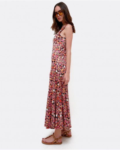 VESTIDO MIDI PUNTO ESTAMPADO FLORES...