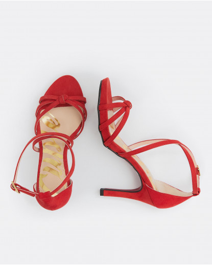 SANDALIA DETACÓN ALTO ULTRASUEDE ROJO