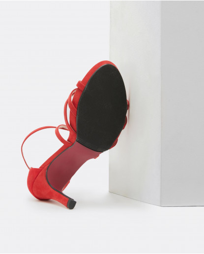 SANDALIA DETACÓN ALTO ULTRASUEDE ROJO