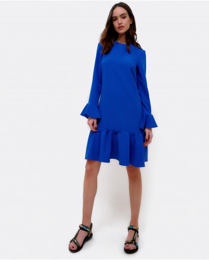 VESTIDO MINI BAJO CON VOLANTE CREP...