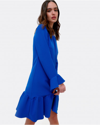 VESTIDO MINI BAJO CON VOLANTE CREP...