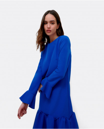 VESTIDO MINI BAJO CON VOLANTE CREP...