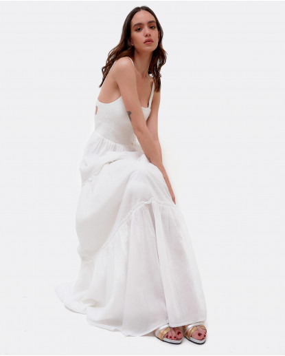 VESTIDO ESCOTE ESPALDA ALGODON BLANCO