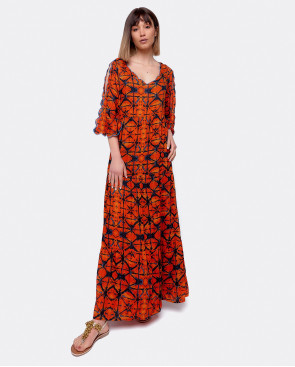 VESTIDO BOHO VISCOSA NARANJA