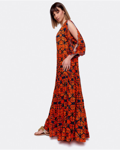 VESTIDO BOHO VISCOSA NARANJA