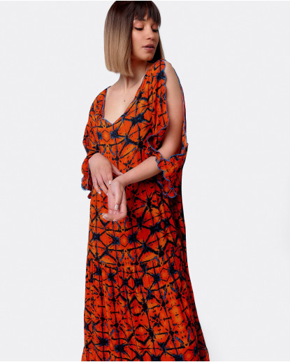 VESTIDO BOHO VISCOSA NARANJA