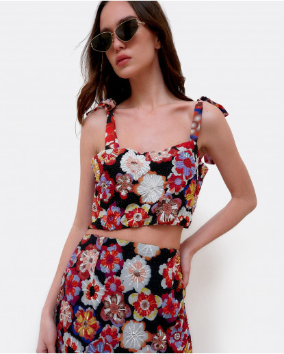 TOP ENGOMADO PEDRERIA GASA ESTAMPADO...