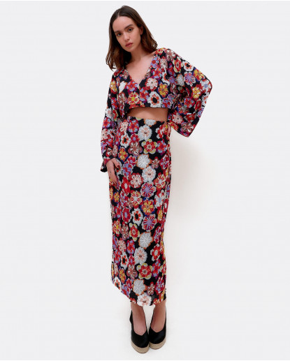 TOP MANGA LARGA GASA ESTAMPADO FLORES...