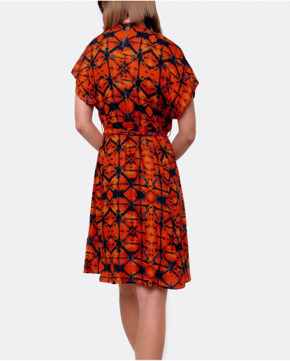 VESTIDO MINI ANUDADO VISCOSA NARANJA