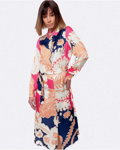 VESTIDO MANGA LARGA SEDÍN ESTAMPADO...