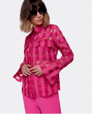 CAMISA ORGANZA FUCSIA 2