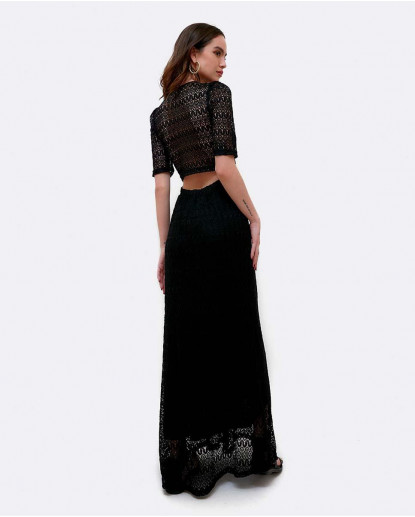 VESTIDO ESCOTE ARO PUNTO NEGRO