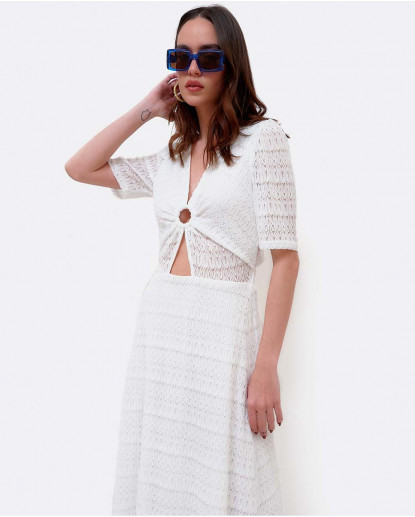 VESTIDO ESCOTE ARO PUNTO BLANCO
