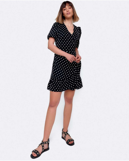 VESTIDO MINI CRUZADO ALGODON LUNARES