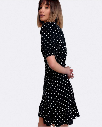 VESTIDO MINI CRUZADO ALGODON LUNARES