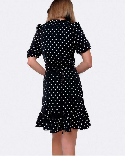 VESTIDO MINI CRUZADO ALGODON LUNARES