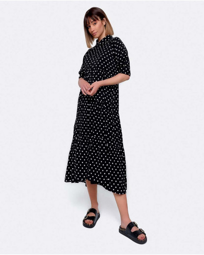 VESTIDO MIDI CUELLO CAMISERO ALGODON...