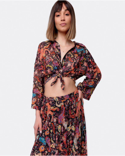 CAMISA CON NUDO GASA ESTAMPADO...