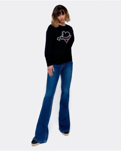 SUDADERA CORAZON PUNTO NEGRO