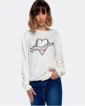 SUDADERA CORAZON PUNTO BEIG