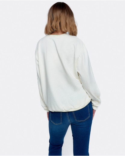 SUDADERA CORAZON PUNTO BEIG