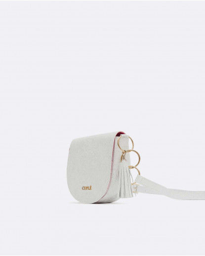BOLSO BANDOLERA BORLAS CHARRO BLANCO