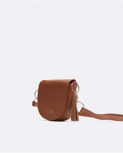 BOLSO BANDOLERA BORLAS CHARRO CUERO