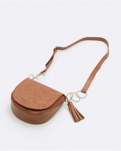 BOLSO BANDOLERA BORLAS CHARRO CUERO
