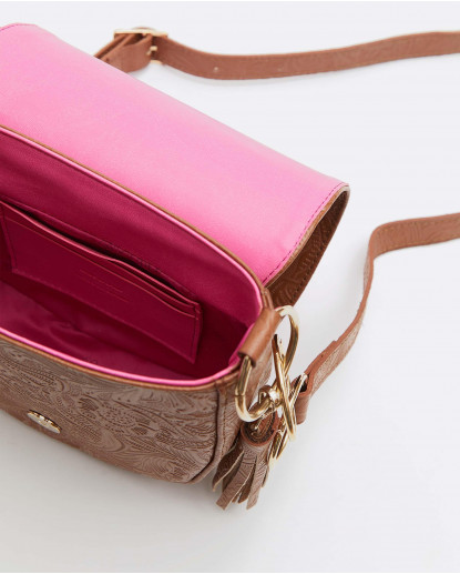 BOLSO BANDOLERA BORLAS CHARRO CUERO