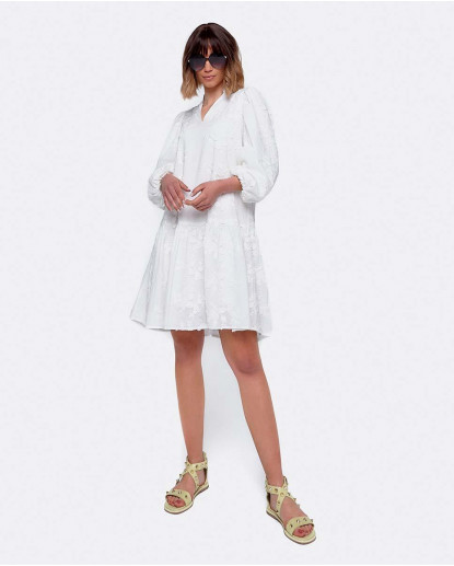 VESTIDO MINI MANGAS VOLUMEN ALGODON...