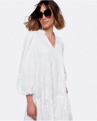 VESTIDO MINI MANGAS VOLUMEN ALGODON...