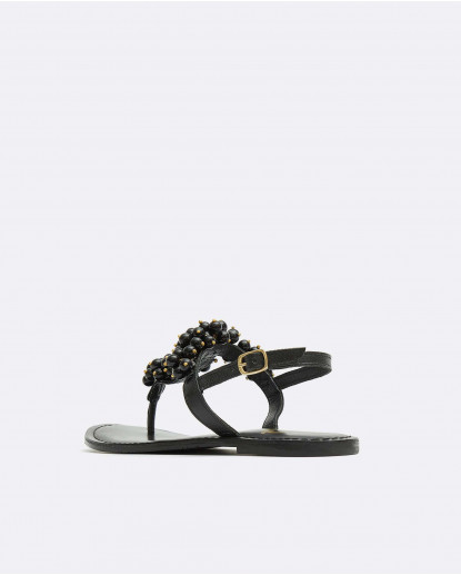 SANDALIA BOLAS NAPA NEGRO