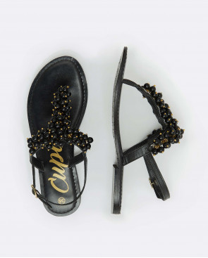 SANDALIA BOLAS NAPA NEGRO