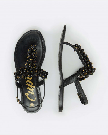 SANDALIA BOLAS NAPA NEGRO