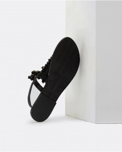 SANDALIA BOLAS NAPA NEGRO