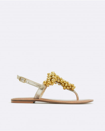 SANDALIA BOLAS NAPA ORO
