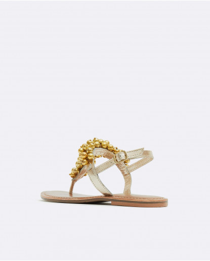 SANDALIA BOLAS NAPA ORO