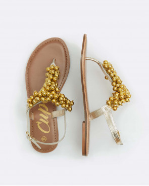 SANDALIA BOLAS NAPA ORO