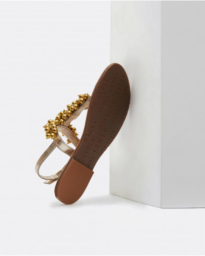 SANDALIA BOLAS NAPA ORO