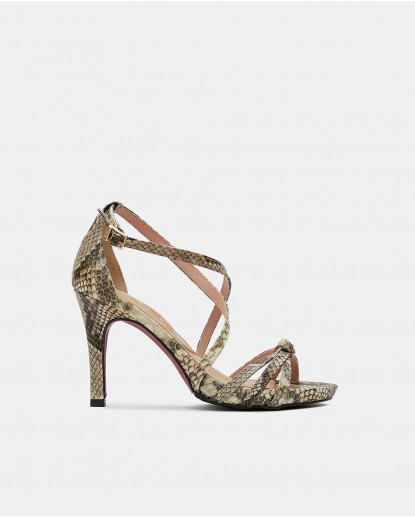 SANDALIA DETACÓN ALTO SERPIENTE BEIG
