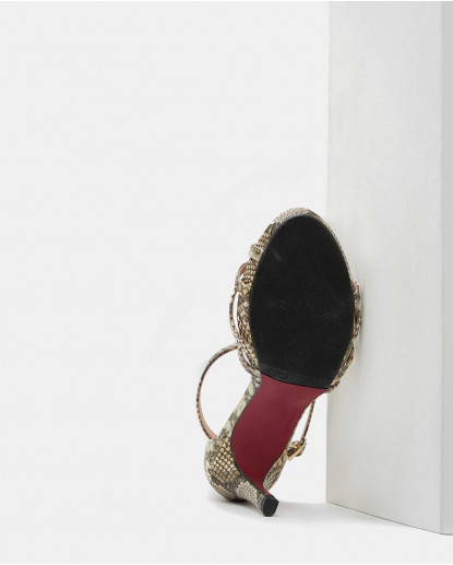 SANDALIA DETACÓN ALTO SERPIENTE BEIG