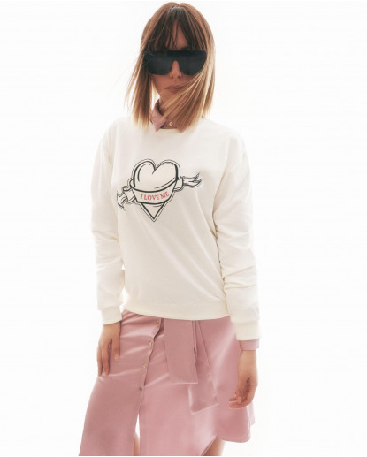 SUDADERA CORAZON PUNTO BEIG