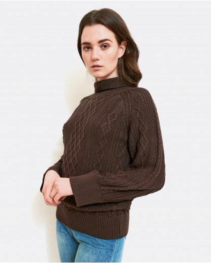 JERSEY BASIC TRENZAS PUNTO TRICOT MARRON