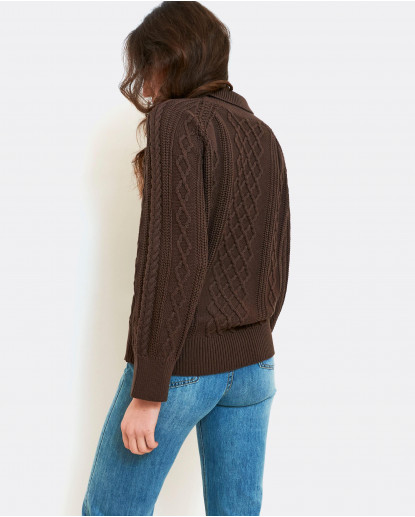 JERSEY BASIC TRENZAS PUNTO TRICOT MARRON