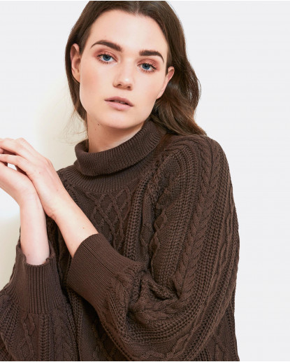 JERSEY BASIC TRENZAS PUNTO TRICOT MARRON