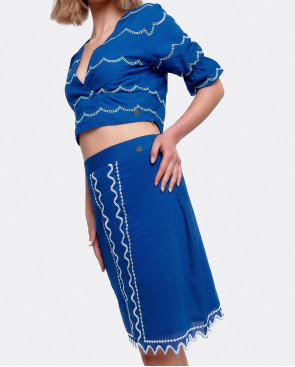 FALDA MINI POPELÍN AZUL 2